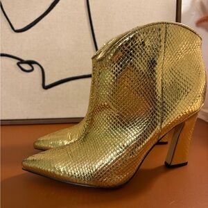 Marc Fisher gold ankle booties